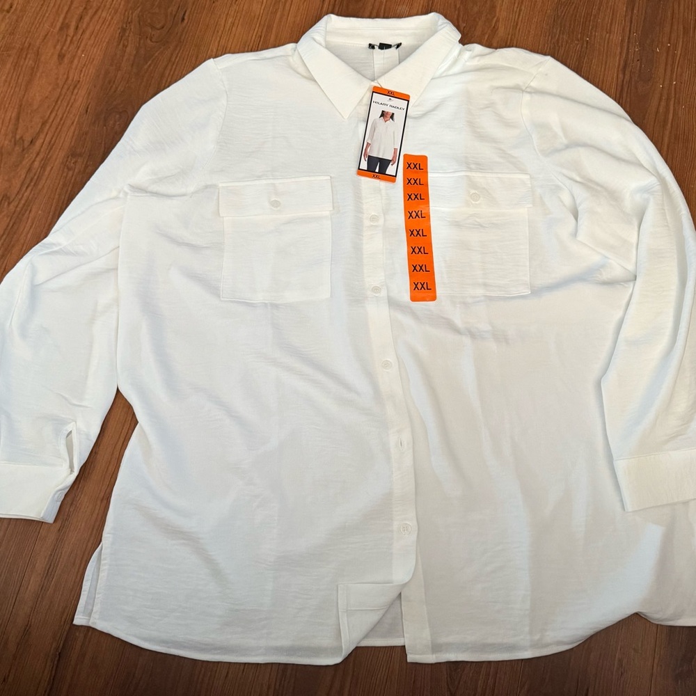 Hilary Radley White Button Down Shirt Relaxed Fit